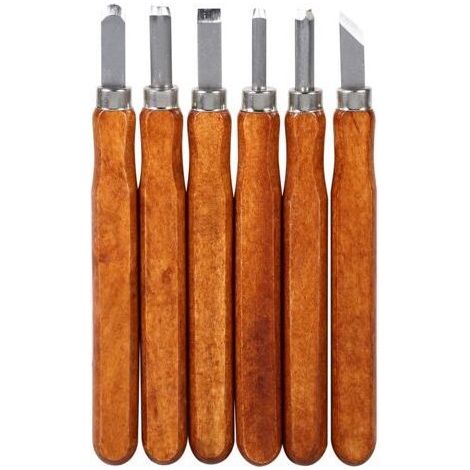 Ensemble d'outils de sculpture sur bois, couteau, mini-ciseaux en acier avec manche, kit de loisirs créatifs (6 pièces).