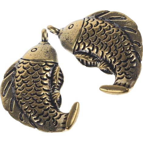 Pendentif Créatif et Délicat 2 Pièces Forme Carpe en Laiton Porte-clés Beaux Détails Décoratifs pour Clés ou Accessoires (1/5)