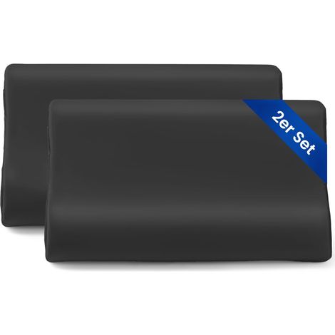 Lot de 2 taies d'oreiller en soie 19 momme pour oreillers en mousse à mémoire de forme contour soie de mûrier oreiller cervical pour le cou hypoallergénique lavable 50x30x10/7 cm lot (1/5)
