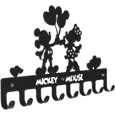 Porte-manteau mural à 8 crochets  Porte-manteau mural en métal  Crochet mural pour clés  Patère murale  Organisateur de porte-clés pour entrée (Ballon Mickey)