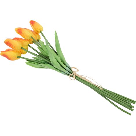 30 künstliche Tulpen in realistischer Haptik, Kunstblumen, Geschenkidee für Heim- und Hochzeitsdekoration (Sonnenuntergangsfarbe) (1/5)
