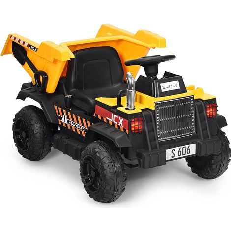Goplus – Camion électrique pour enfant avec trémie réversible – 2 modes de conduite – Démarrage lent – Vitesse 3-5 km/h – Charge max 30 kg – 3-8 ans – Jaune (1/5)