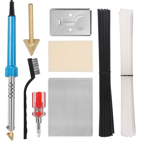 Poste à souder en plastique, 80 W, kit de réparation de pare-chocs avec barres, treillis de renfort et brosse métallique pour soudage plastique, bricolage automobile, bricolage, réparation (1/5)