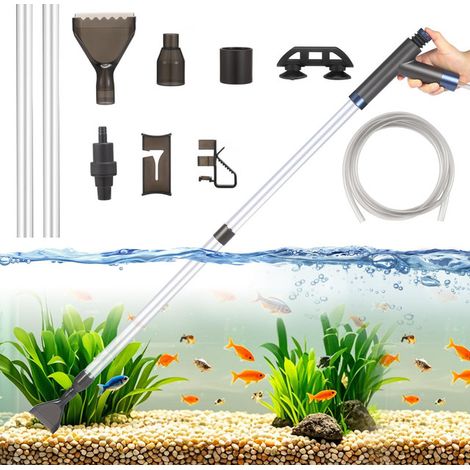 Siphon Aquarium Manuel Nettoyant Gravier Changeur d'Eau avec Valve de Contrôle de Débit et Grattoir à Algues pour Fish Tank