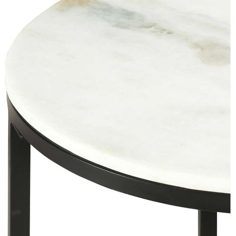 Maison Exclusive - Couchtisch Weiß und Schwarz Ø50 cm Echter Marm (1/5)