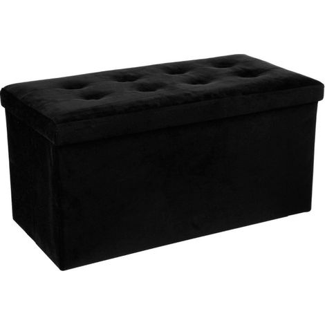 Pouf Pliable Velours "Lysandre" 76cm Noir (1/3)