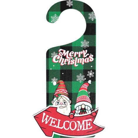 Panneau Porte Noel - Sapin De Noël Pere Noel Bonhomme De Neige - Décoration Porte Intérieure Extérieure - Bois Naturel - 1 Pièce (1/4)
