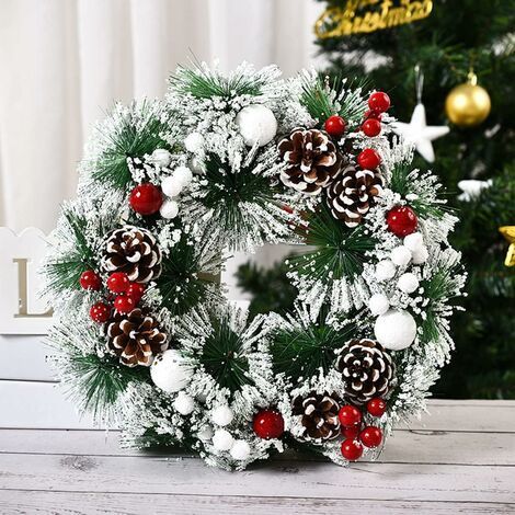 Weihnachtsgirlande, 32 cm (12,6 Zoll) Winterliche Tür-, Fenster- und Wanddekoration mit Tannenzapfen und Beerensträußen (1/3)