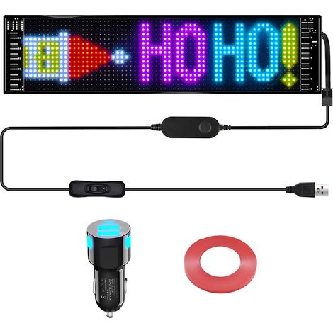 Panneau LED programmable pour voiture affichage animé avec défilement de messages contrôle par application 12 x 47 cm (1/5)