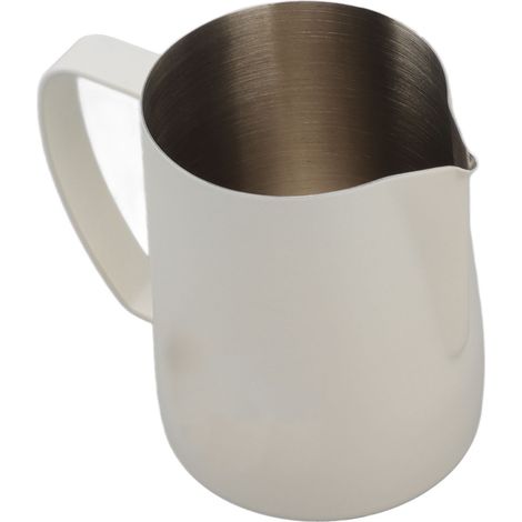 Pitcher à lait inox 304 600ml avec bec verseur pour mousseur à lait, idéal café maison, design ergonomique et finition blanche. (1/5)