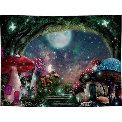 Tapestry Champignon - 150 x 200 cm - En Polyester - Décoration Murale ou Couverture - Pour Chambre Salon Extérieur - 1 Pièce (1/5)