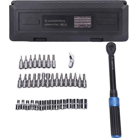 Torque wrench with preset value - 72-tooth ratchet with sockets and bits, for vehicle repair (1/5)