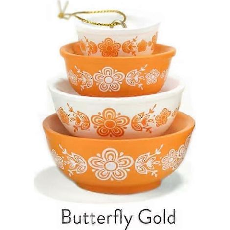 Vintage Pyrex-Schüsseln als Weihnachtsbaumschmuck – Harzdekoration für Weihnachtsfeiern, einzigartige Sammlerstücke-Butterfly Gold (1/5)
