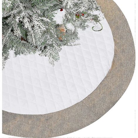 Falda para árbol de Navidad - Falda de lujo acolchada blanca de 48 pulgadas para árbol de Navidad, Árbol (1/5)