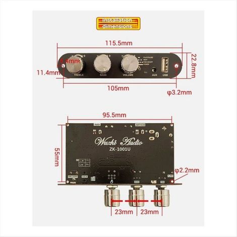 Amplificateur Mono 100 W avec Module D'Amplification Audio Haute Puissance Bluetooth -1001U pour Systèmes de Cinéma Maison DIY (1/5)