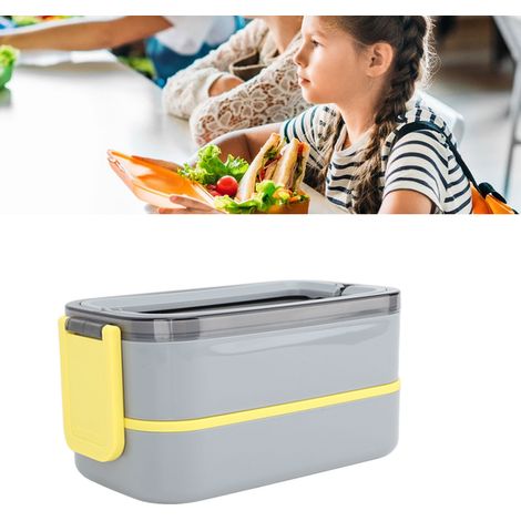 Isolierte Lunchbox aus Edelstahl im japanischen Stil, mit abgedichtetem Fach für Schüler, mikrowellengeeignet, grau. (1/5)
