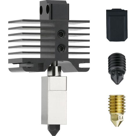 Verbessertes Hotend-Kit mit verkupfertem Heizblock, Heatbreak für hohe Temperaturen bis 300 °C und 2 zusätzlichen Düsen