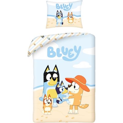 Baumwollbettwäsche 140x200 Bluey Blue Dog Holiday HIT
