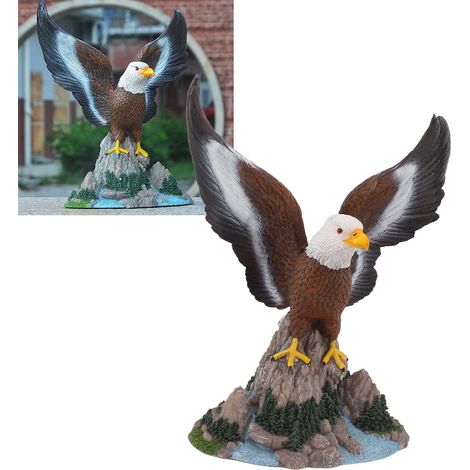Escultura de águila [Figura de resina grande y realista, modelo decorativo] Exquisita escultura de águila de resina realista, adorno, nobleza, valentía, oficina, porche, uso interior y exterior, 29 cm (1/5)
