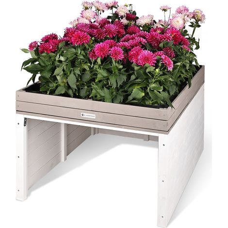 WONDERMAKE® Grand carré Potager en Bois de Cerisier Massif Haute, lit de Jardin surélevé sur Pieds, jardinière rectangulaire pour Jardin Balcon extérieur, Marron Brun (1/5)