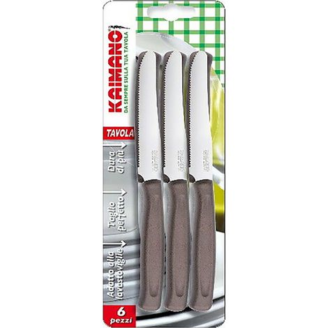 COLTELLO DA TAVOLA SEGHETTATO manico tortora - KAIMANO