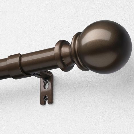 1 - Tringle à Rideaux - Support de Rideau - Extensible 80x218 cm - Installation Mur ou Plafond - Embouts Ronds - Pour Salon et Chambre - Bronze (1/5)