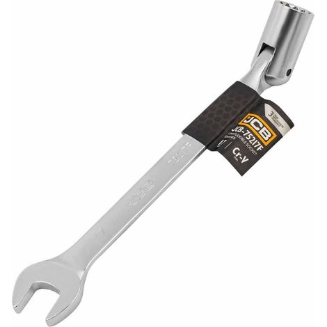 Llave de vaso abierta JCB 17 mm, acero Cr-V, alta calidad, resistente a la corrosión y daños mecánicos, ideal para talleres y garajes domésticos, diseño equilibrado y duradero.
