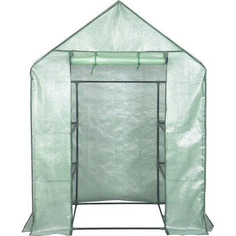 CHICFURN Serra da giardino 143 x 215 x 195 cm verde in acciaio e film PVC per pomodori (1/5)