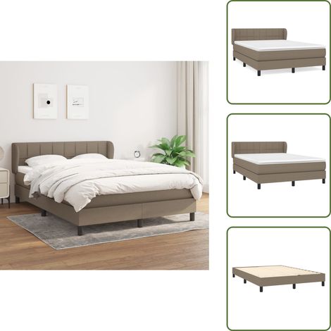 Boxspringbett mit Matratze Taupe 140x200 cm Stoff - Boxspringbett - Doppelbett - Bettenrahmen - Lattenrost - Matratze (1/5)