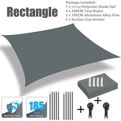 Auvent latéral extérieur (2 x 4 m, gris foncé) pour véhicules de camping, adapté aux camping-cars, aux fourgons aménagés et aux SUV. (1/5)