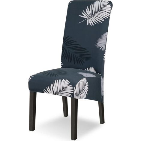Housse de Chaise XL Extensible 6 Pièces Grand Housse de Chaise de Salle à Manger Couverture de Chaise Grande Taille Amovible Lavable ,Plume Grise (1/5)