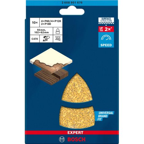 Hoja de lija EXPERT C470 de 102 x 62/93 mm G 40 50 unidades  BOSCH 2608901676