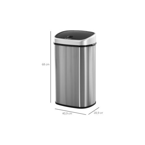 Poubelle automatique argentée 58 L en inox avec capteur infrarouge et ouverture sans contact pour cuisine et bureau (1/5)