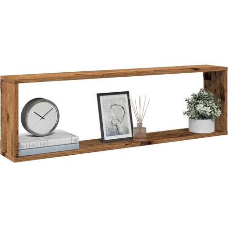 Würfel-Wandregale 2 Stk. Altholz-Optik 100x15x30 Holzwerkstoff