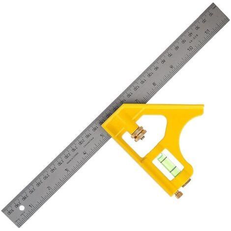 2-46-028 Équerre combinée moulé sous pression 30 cm - fiole 360° - corps moulé sous pression - 3 face usinées - plus robuste et durable - lame enduite - anti-corrosion (1/3)