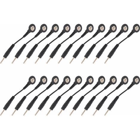 20 électrodes noirs avec attaches pour appareil TENS, électrostimulateur, pack de 20 pièces (1/5)
