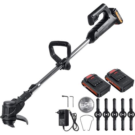 24V 1000W Cordless Electric Lawn Mower 10000RPM Wireless Grass Trimmer Kit with 2 Li-ION Battery Adjustable Handle Garden Tools (1/5)