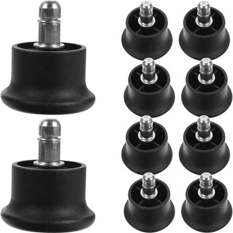 Lot de 10 roulettes de chaise résistantes à l'usure, roulettes fixes de chaise avec système de blocage.-Black (1/3)