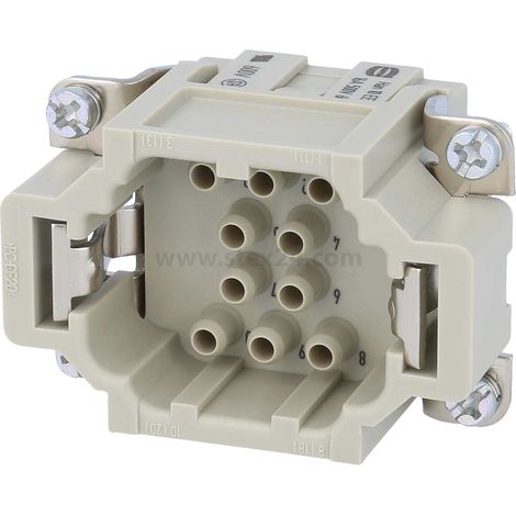 HARTING Han 10EE Stifteinsatz (M) Crimpanschluss, 10-polig+PE 500V, 16A - 1 Stück (1/2)