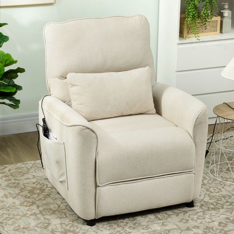 Sillón Relax Reclinable Eléctrico con Calor Lumbar Masaje Vibración Motor Silencioso Función de Memoria Crema (1/5)