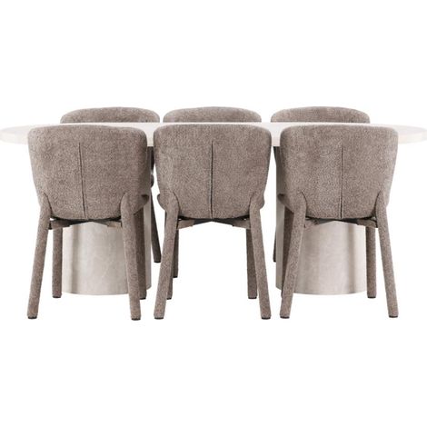 Narvik ensemble pour salle à manger table 100x200cm et 6 chaises beige, brun. (1/5)