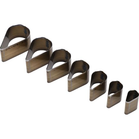 Ensemble de 7 outils de perforation pour cuir en forme de goutte, en acier rapide et plastique, avec boîte.