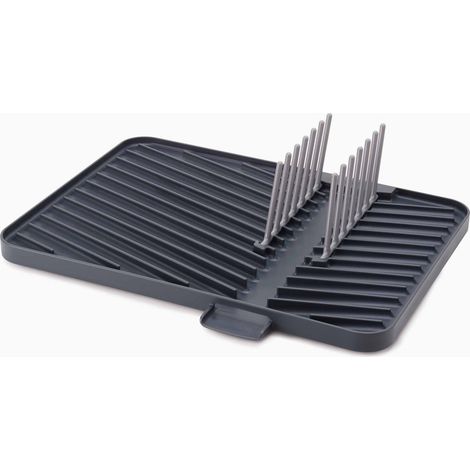 Superficie escurridora ajustable Joseph Joseph Flip-Up™, rack para platos, drenaje eficiente, plegable para almacenamiento, gris oscuro, fácil de limpiar, con pico vertedor