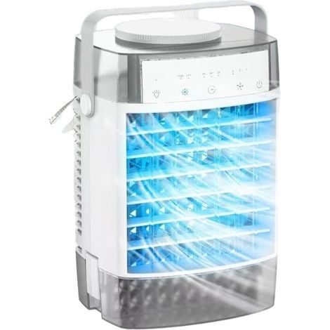 Climatiseur portable, unité de climatisation portable de 1000 ml, avec télécommande, puissant refroidisseur d'air évaporatif à LED 7 couleurs à 3 vitesses avec minuterie, mini climatiseur personnel (g (1/5)
