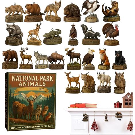 Calendrier De L'Avent Décoration Acrylique 2D 24 Jours D'Ornements Animaux Des Parcs Nationaux Pour La Maison La Fenêtre L'Hiver La Célébration (1/5)