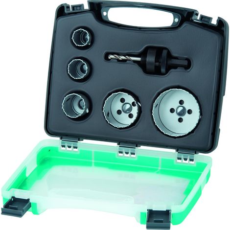 wolfcraft - Juego de coronas BiM "fontanería" para madera y metales Ø 25,35,43,54,83 mm - ref.5422000