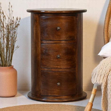 Chevet en bois massif Darcy Chestnut, 1 tiroir, brun foncé