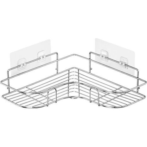 Étagère d'angle Douche,\u200bÉtagère Douche Sans Perçage,Panier de Douche dangle mural,Étagère Salle de Bain,pour Salle de Bain/Cuisine (1/5)