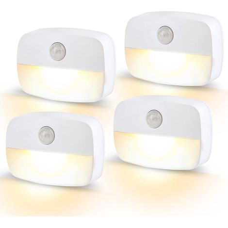 Veilleuses LED, Lumière de détecteur de mouvement avec Capteur de Crépuscule, Veilleuse Enfant pour Chambre Bébé, Cuisine, Couloir, Escalier, Salon, Blanc Chaud, Lot de 4 (1/5)