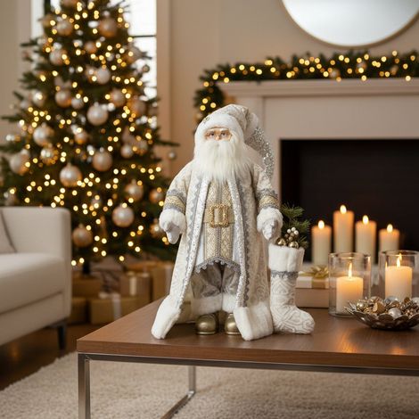 Babbo Natale color bianco e argento design regale per decorazioni natalizie -61 cm (1/3)